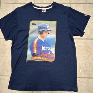 Player Card #49 craig Biggio Houston Astros Blue Men’s T-shirt